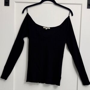 Express Black Completely Off-Shoulder Ribbed Top